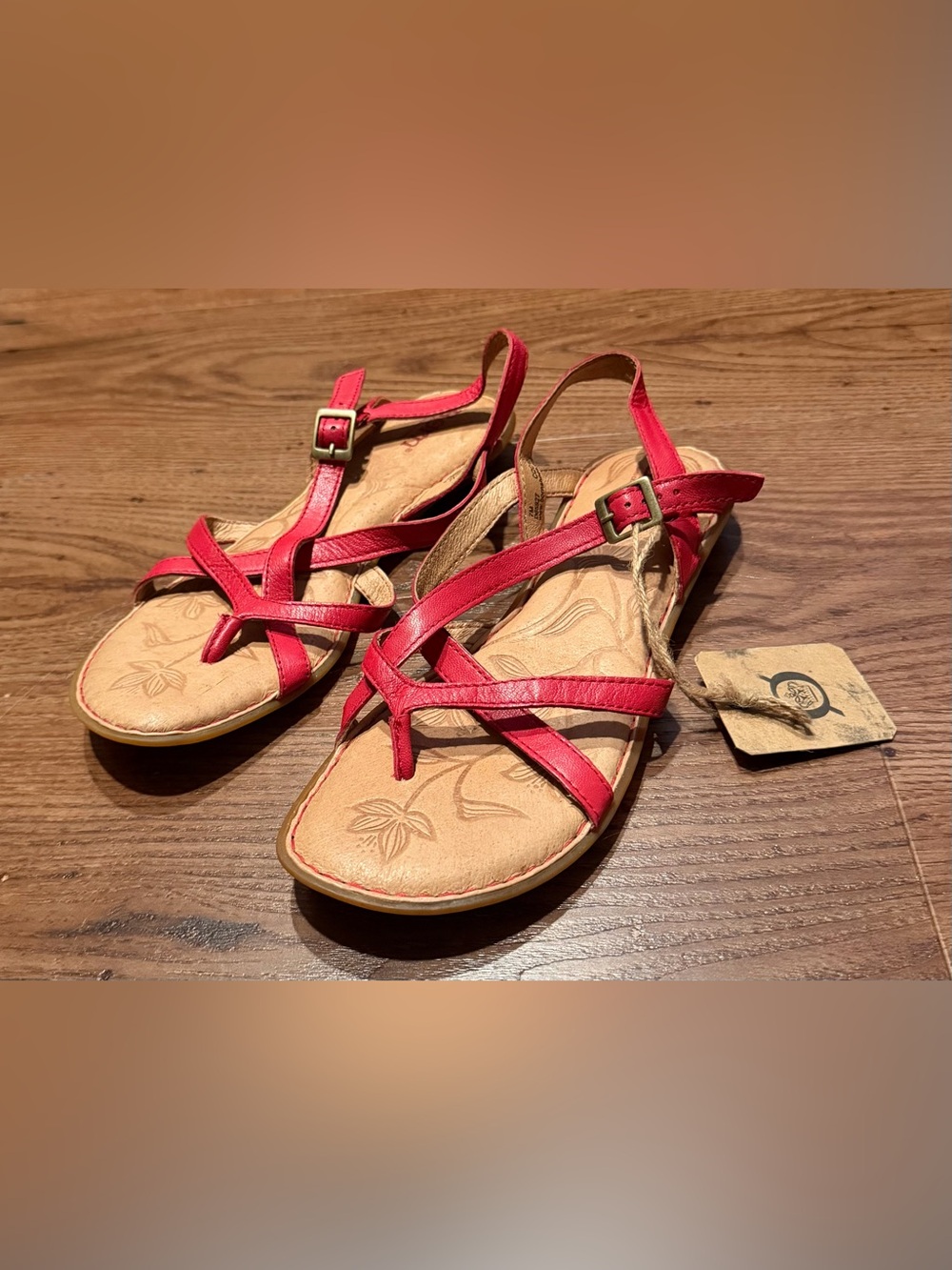 Born Red Leather Strappy Sandals - Picture 2 of 5